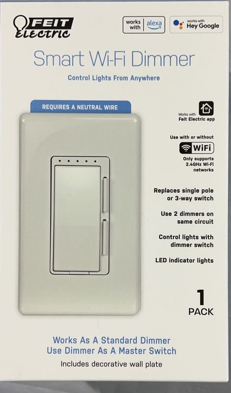 Feit Electric Smart Wi-Fi Dimmer Switch – 1 Pack – Works with Alexa &amp; Google - New