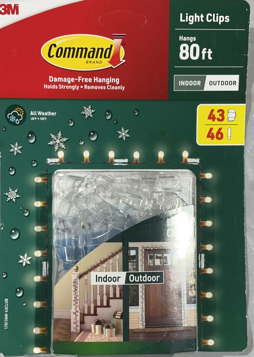 3M Command Light Clips – Indoor/Outdoor – Holds Up to 80 ft  - New