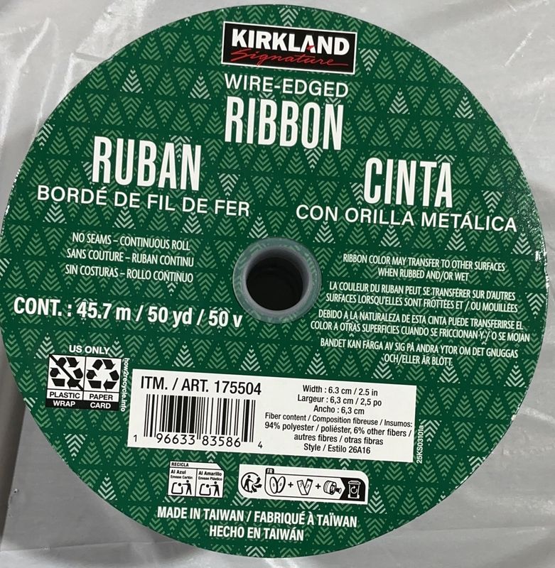 Kirkland Signature Wire-Edged Ribbon – 50 Yards – 2.5” Wide - New