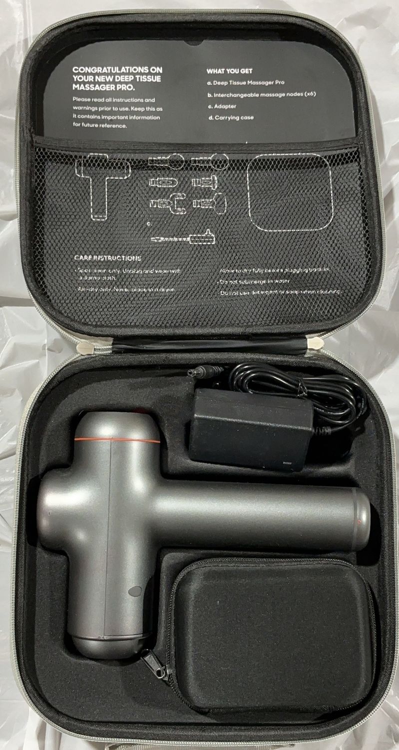 Deep Tissue Massage Gun Pro – Percussion Massager with Carry Case &amp; Attachments Open Box