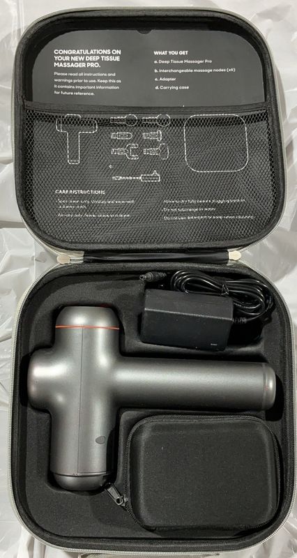 Deep Tissue Massage Gun Pro – Percussion Massager with Carry Case &amp; Attachments Open Box