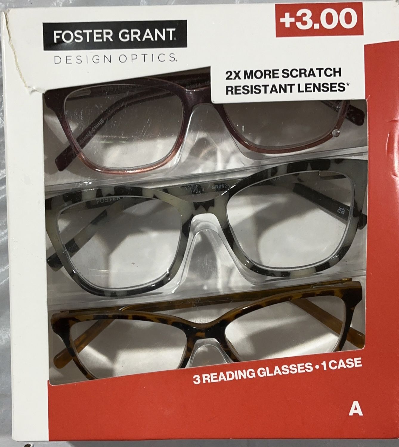Foster Grant Design Optics Reading Glasses +3.00 – 3 Pack with Case - New