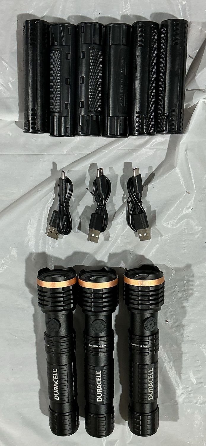 Duracell Rechargeable LED Flashlights – 3 Pack – USB Charging Cables Include - Like Box