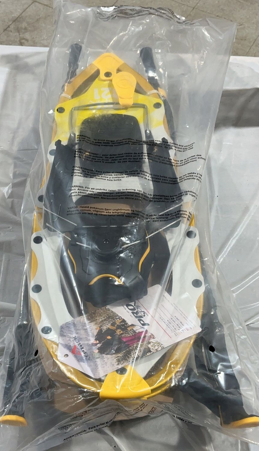 Yukon Charlie’s Advanced Snowshoes with Trekking Poles – Yellow/Black New