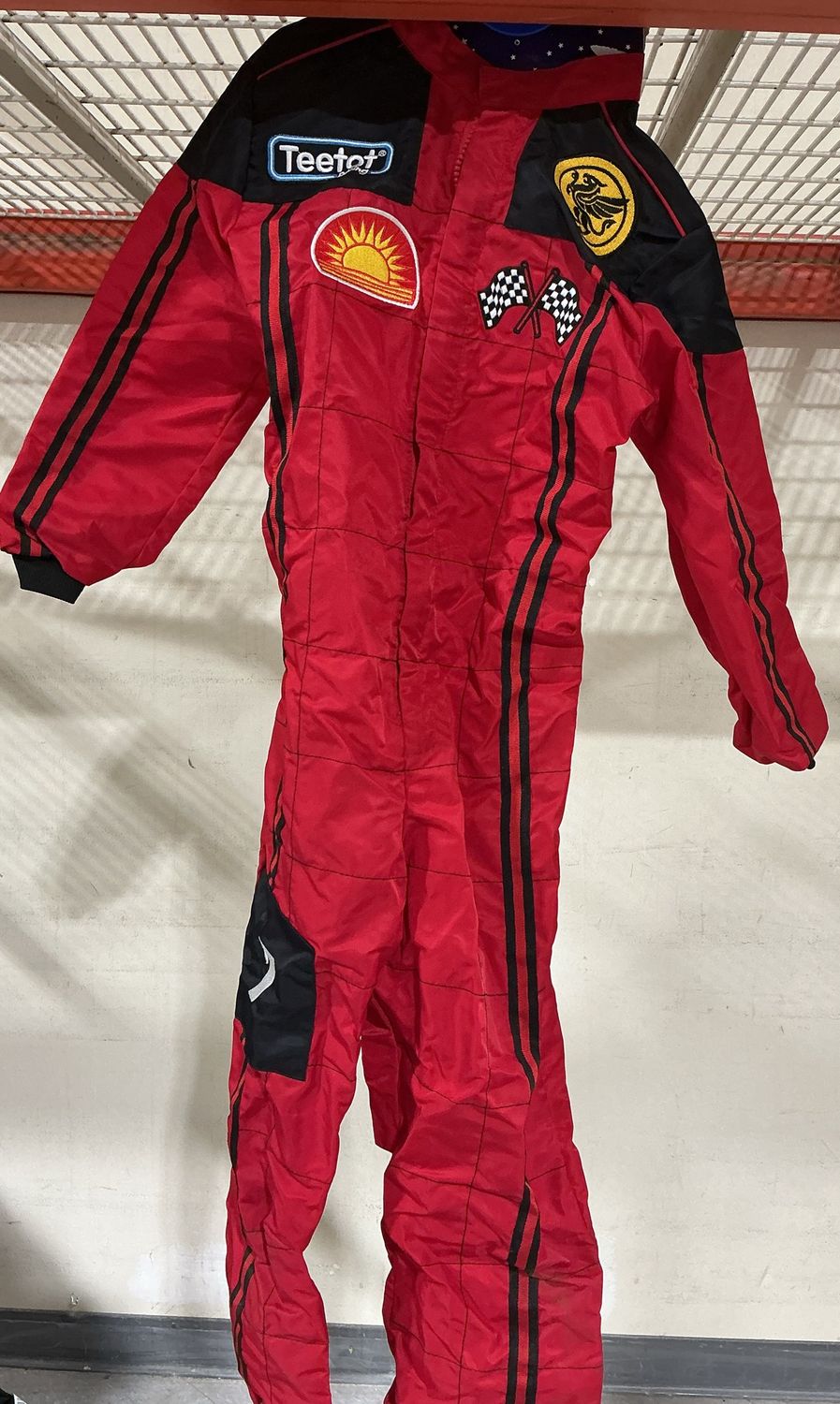 Kids Race Car Driver Costume – Red Racing Jumpsuit with Hood - Like New