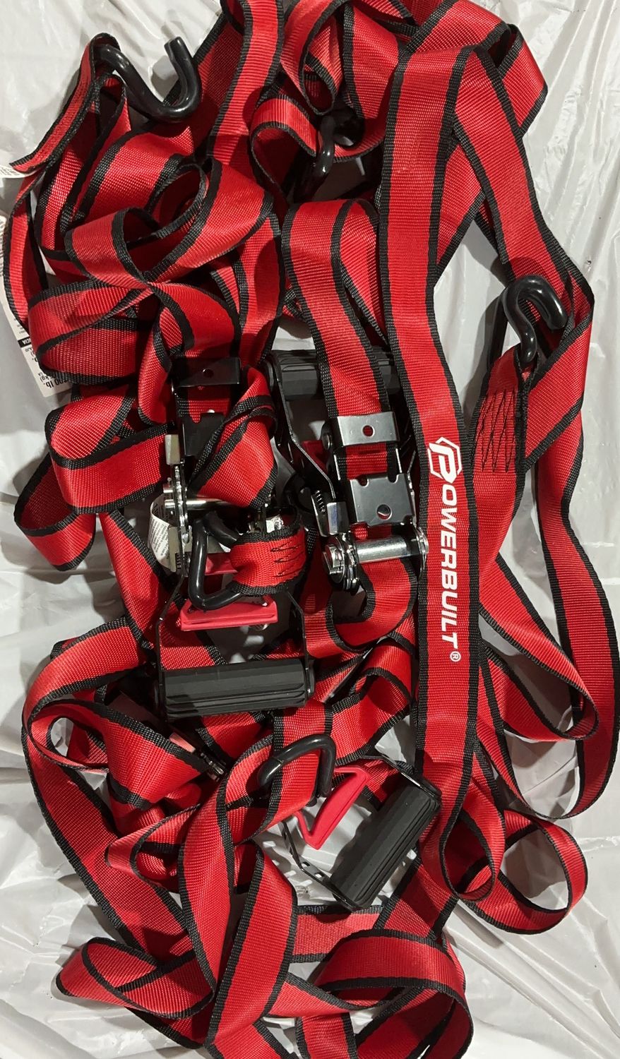 Heavy-Duty Ratchet Tie Down Straps – Red &amp; Black – Multipurpose Cargo Straps Set - Open Box