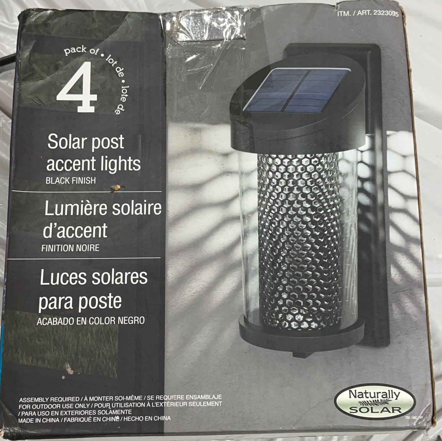 Naturally Solar Black Solar Post Accent Lights – 4 Pack - Open Box