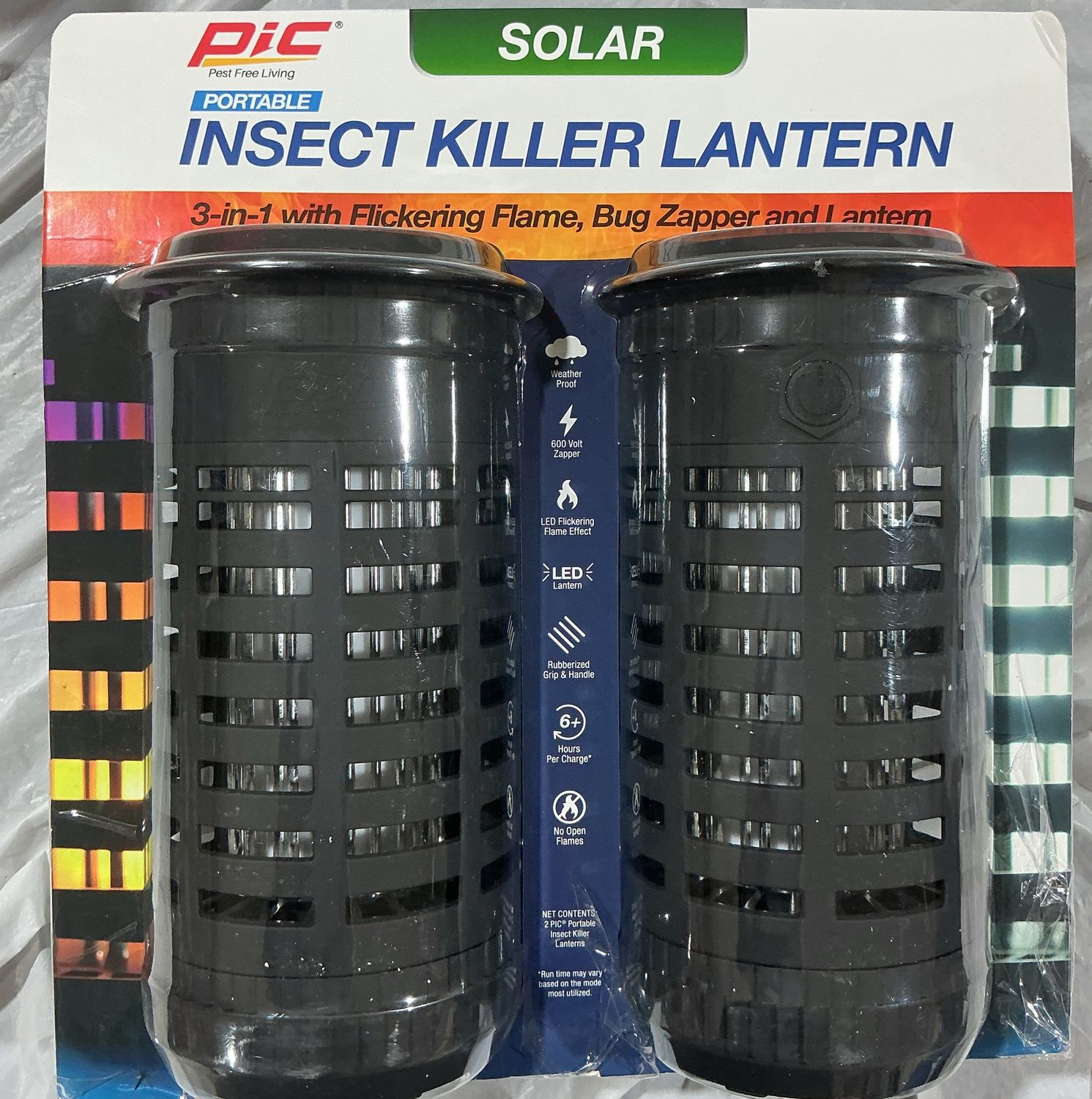 PIC Solar Lantern &amp; Bug Zapper – 2 Pack – Portable LED Insect Zapper - New