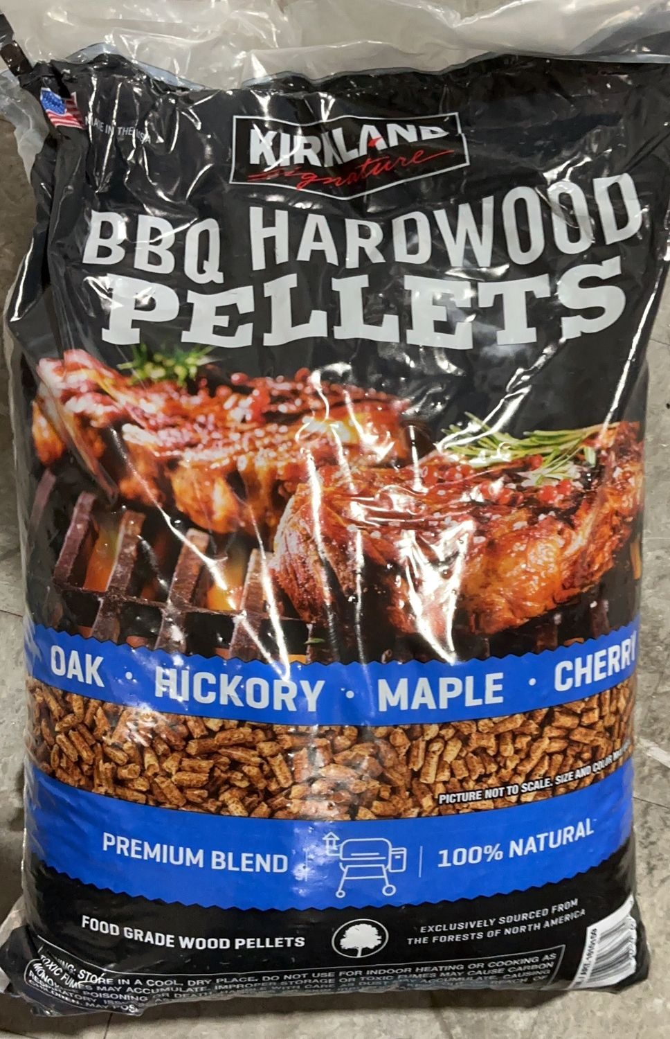 Kirkland Signature BBQ Hardwood Pellets – Premium Blend – Oak, Hickory, Maple &amp; Cherry used
