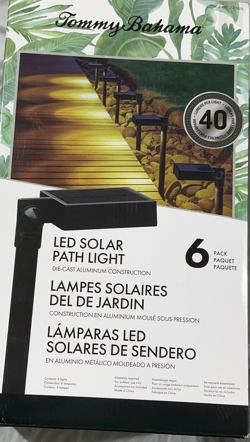 Tommy Bahama LED Solar Path Lights – 6 Pack – 40 Lumens – Die-Cast Aluminum - Like New