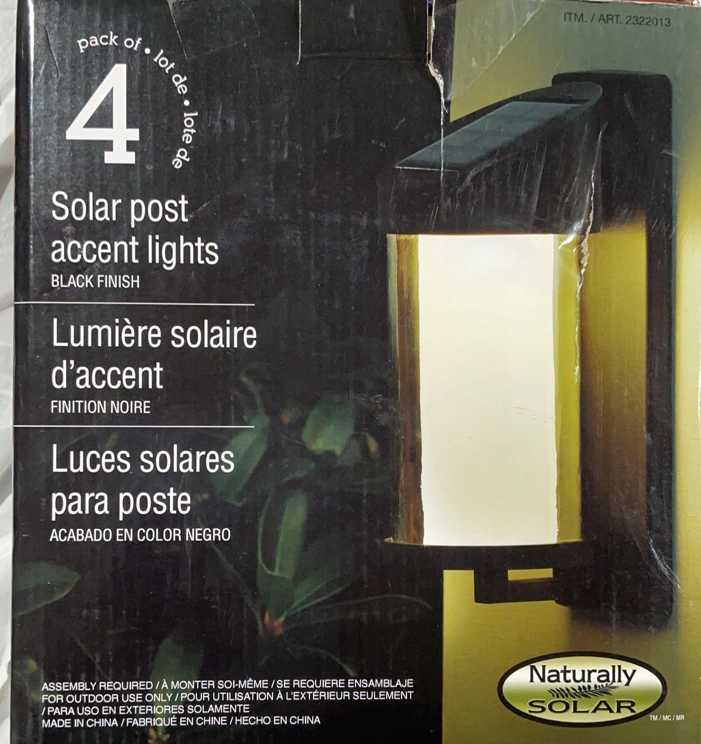 Naturally Solar Solar Post Accent Lights – 4 Pack – Black Finish – Outdoor - Like New