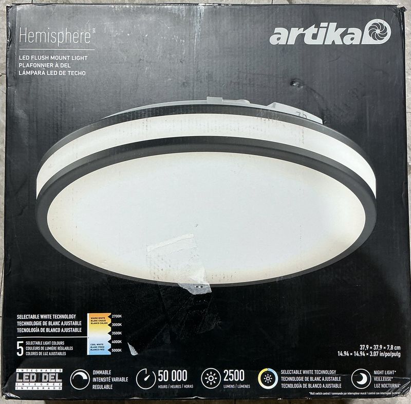 Artika Hemisphere 14.9” LED Flush Mount Ceiling Light – 2500 Lumens – Dimmable