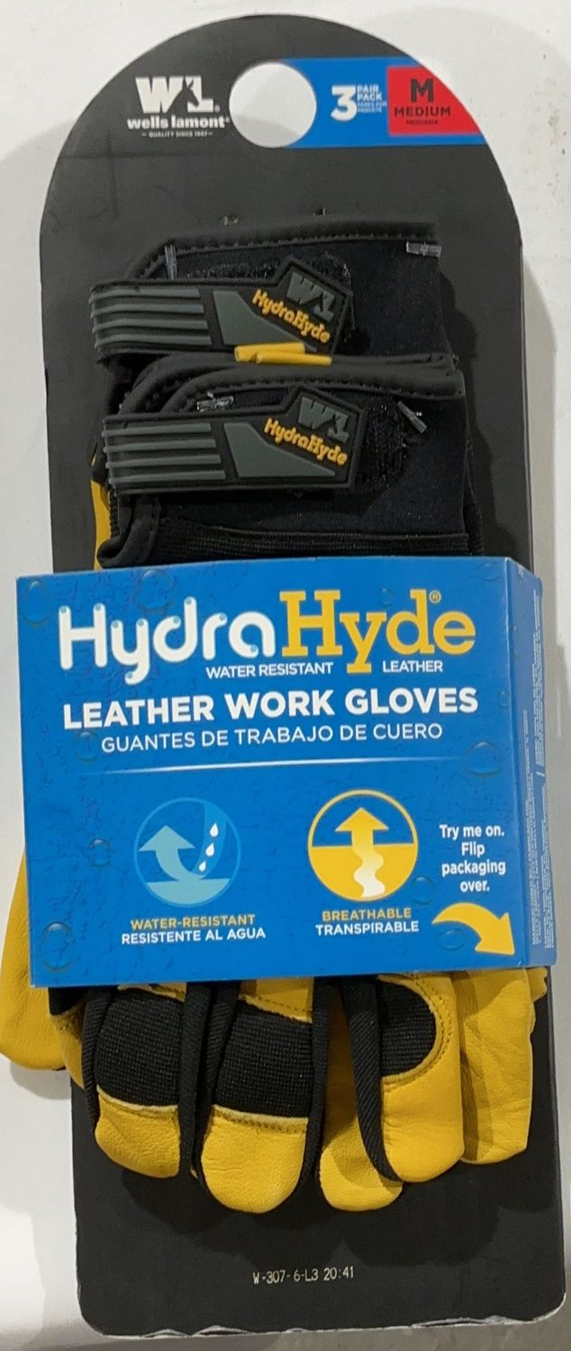 Wells Lamont HydraHyde Leather Work Gloves – Water-Resistant – 3 Pair Pack – Medium-Missing Parts