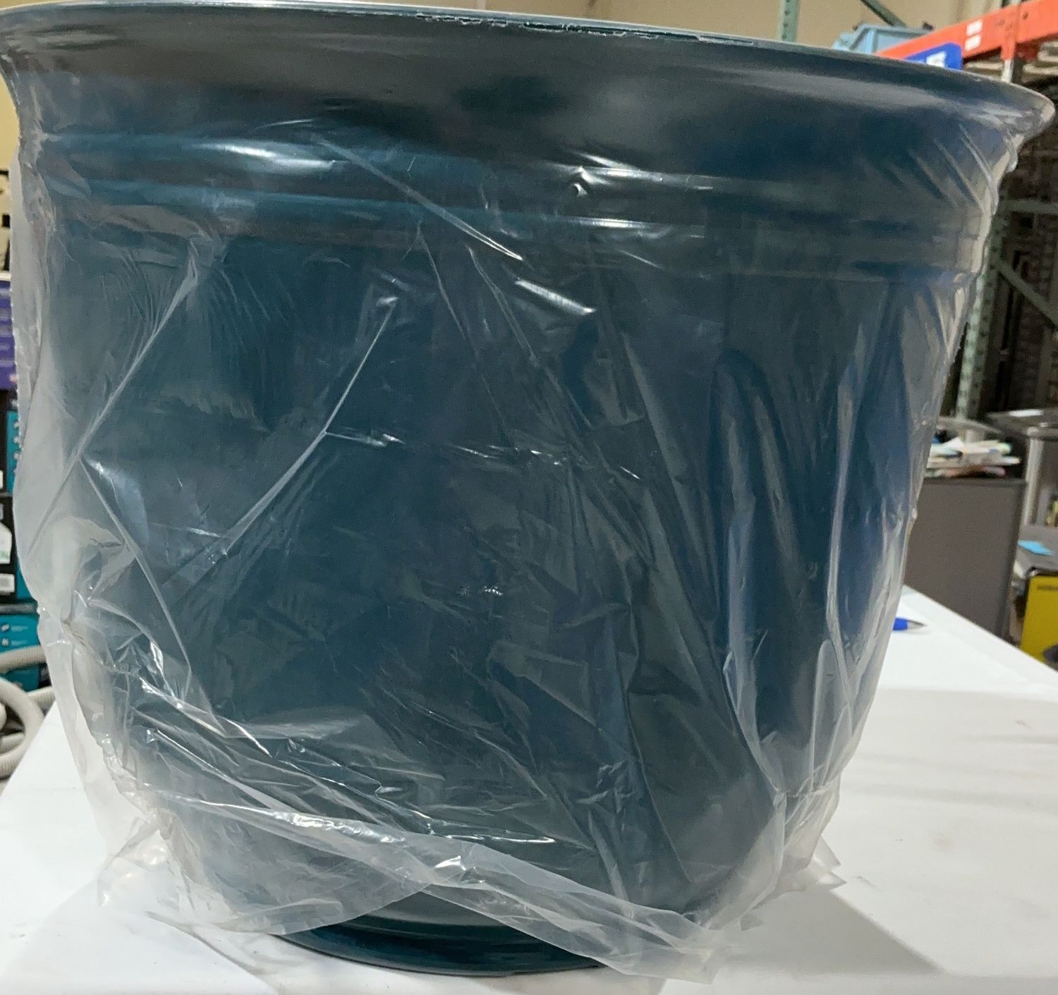 Large Outdoor Planter Pot – Teal Blue – Durable Resin Garden Planter-like new