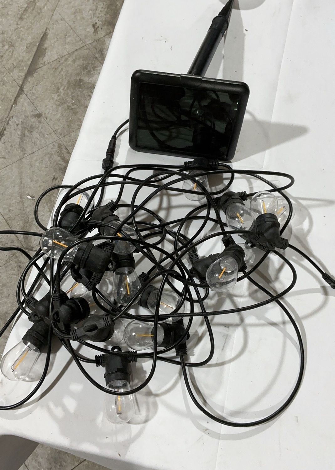 Solar LED Outdoor String Lights with Panel – Vintage Edison Style – Weather-Resistant Patio Lights-Open Box