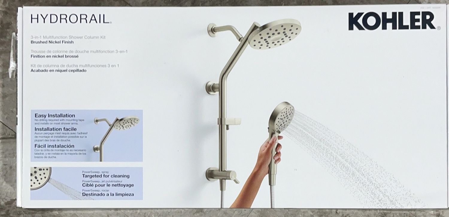 Kohler Shower Column System – Multi-Function Shower Head &amp; Handheld – Brushed Nickel-like new