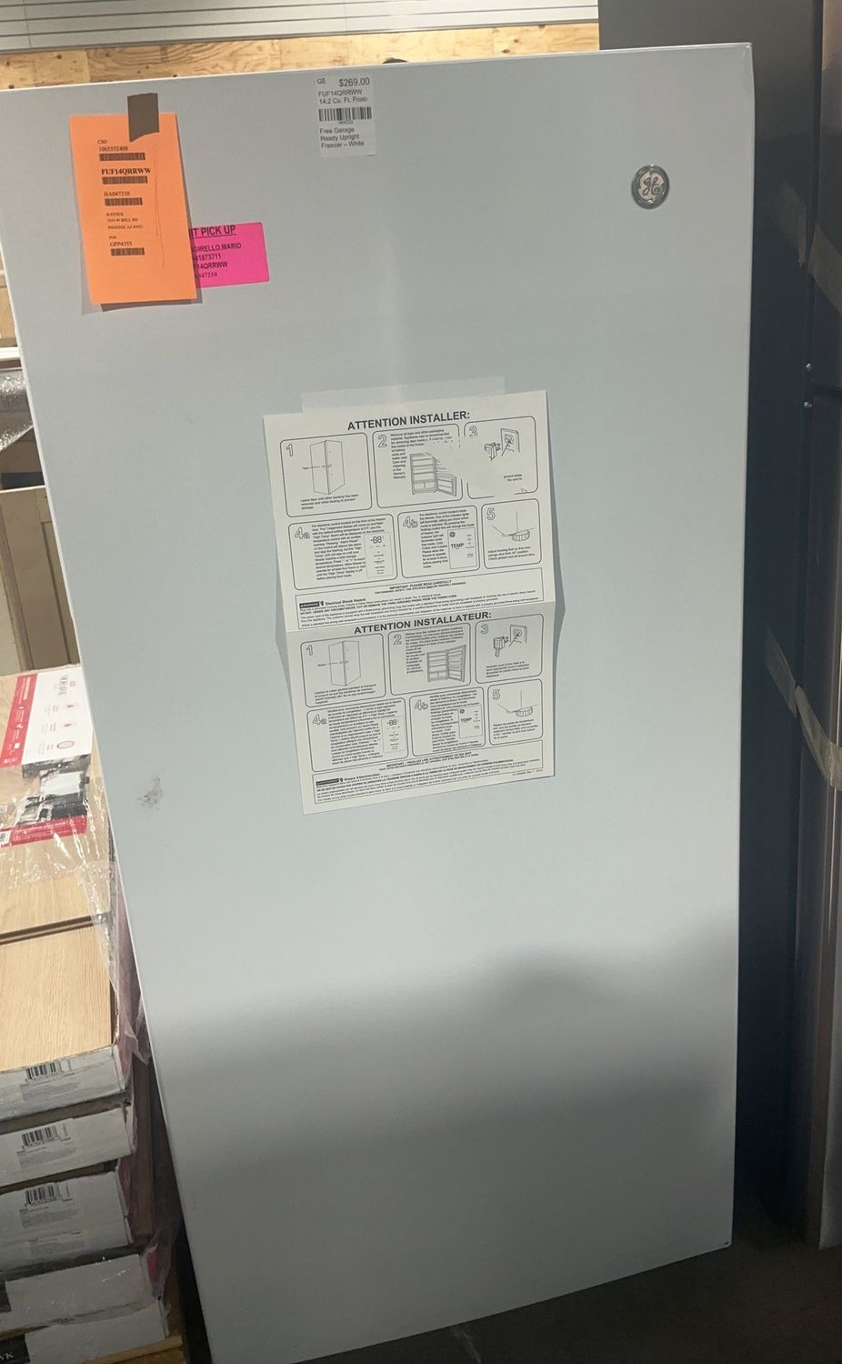 GE FUF14QRRWW 14.2 Cu. Ft. Frost-Free Garage Ready Upright Freezer – White