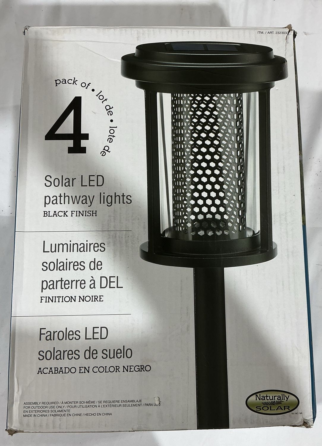 Naturally Solar LED Pathway Lights – Black Finish – 4 Pack -Open Box