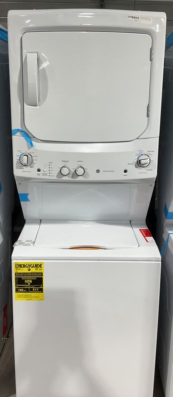 GE GUD27ESSMWW Unitized Washer &amp; Electric Dryer Combo – 3.8 Cu. Ft. Washer / 5.9 Cu. Ft. Dryer | White