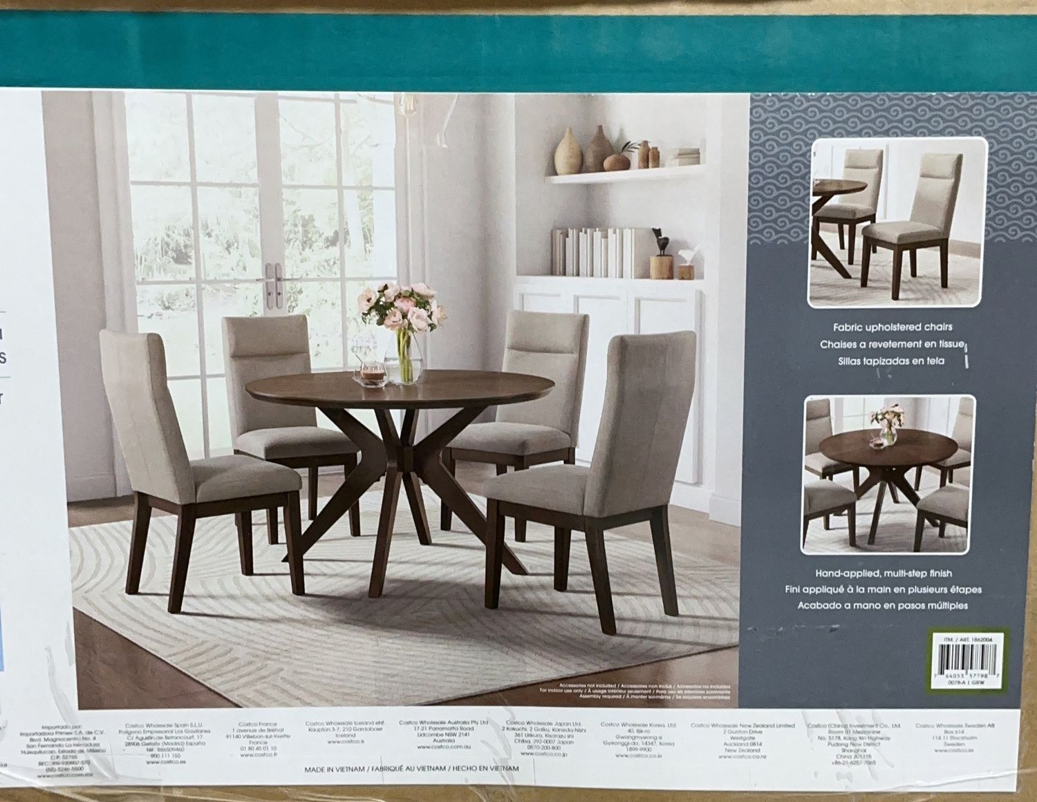 Bayside Furnishings 5-Piece Dining Set – Round Table with 4 Upholstered Chairs-like new