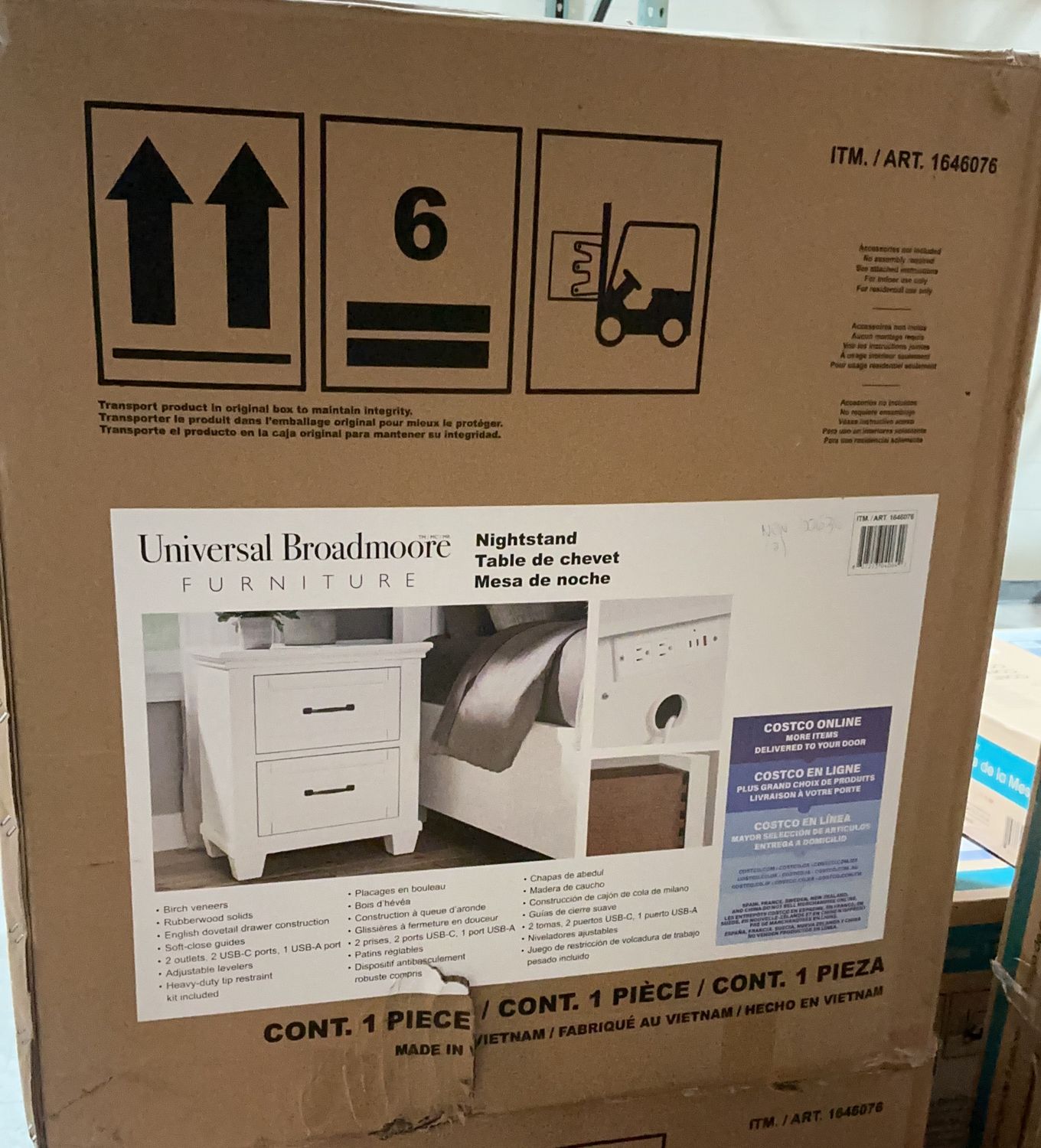 Universal Broadmoore Nightstand – Solid Wood Construction with 2 Drawers new