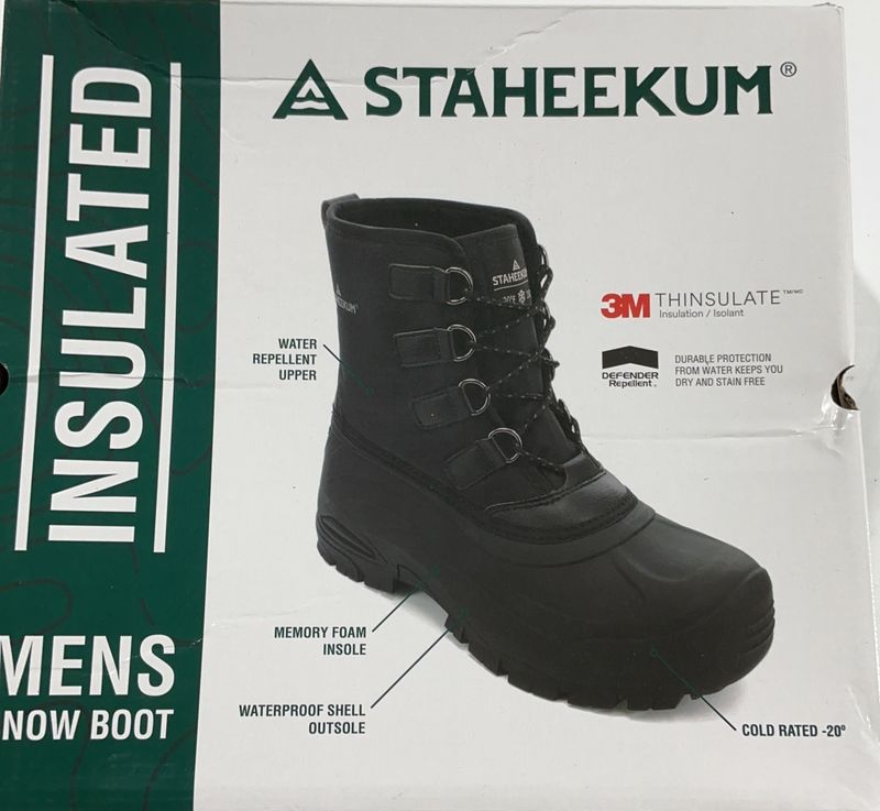 Staheekum Men’s Insulated Snow Boots – Black – Size 9 new