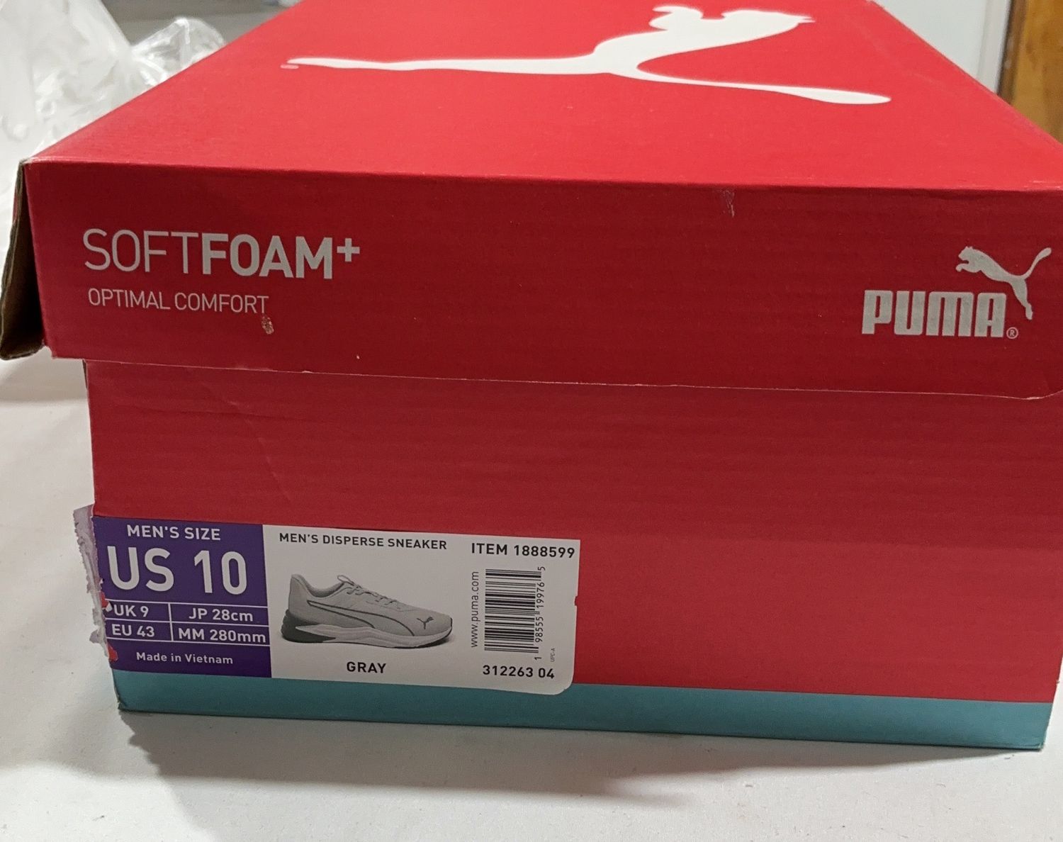 Puma Men’s Disperse Sneaker – Gray – Size 10 New