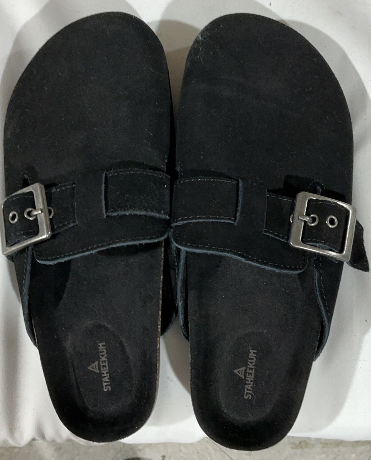 Staheekum Women’s Slide Sandals – Black Adjustable Buckle Size 6 -Open Box