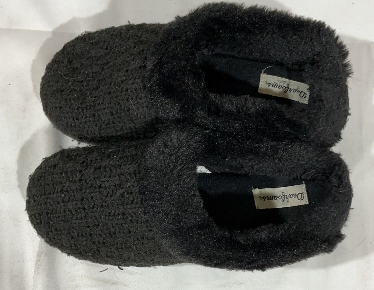 Dearfoams Women’s Cozy Knit Clog Slippers – Black Size-L 9-10 Open Box