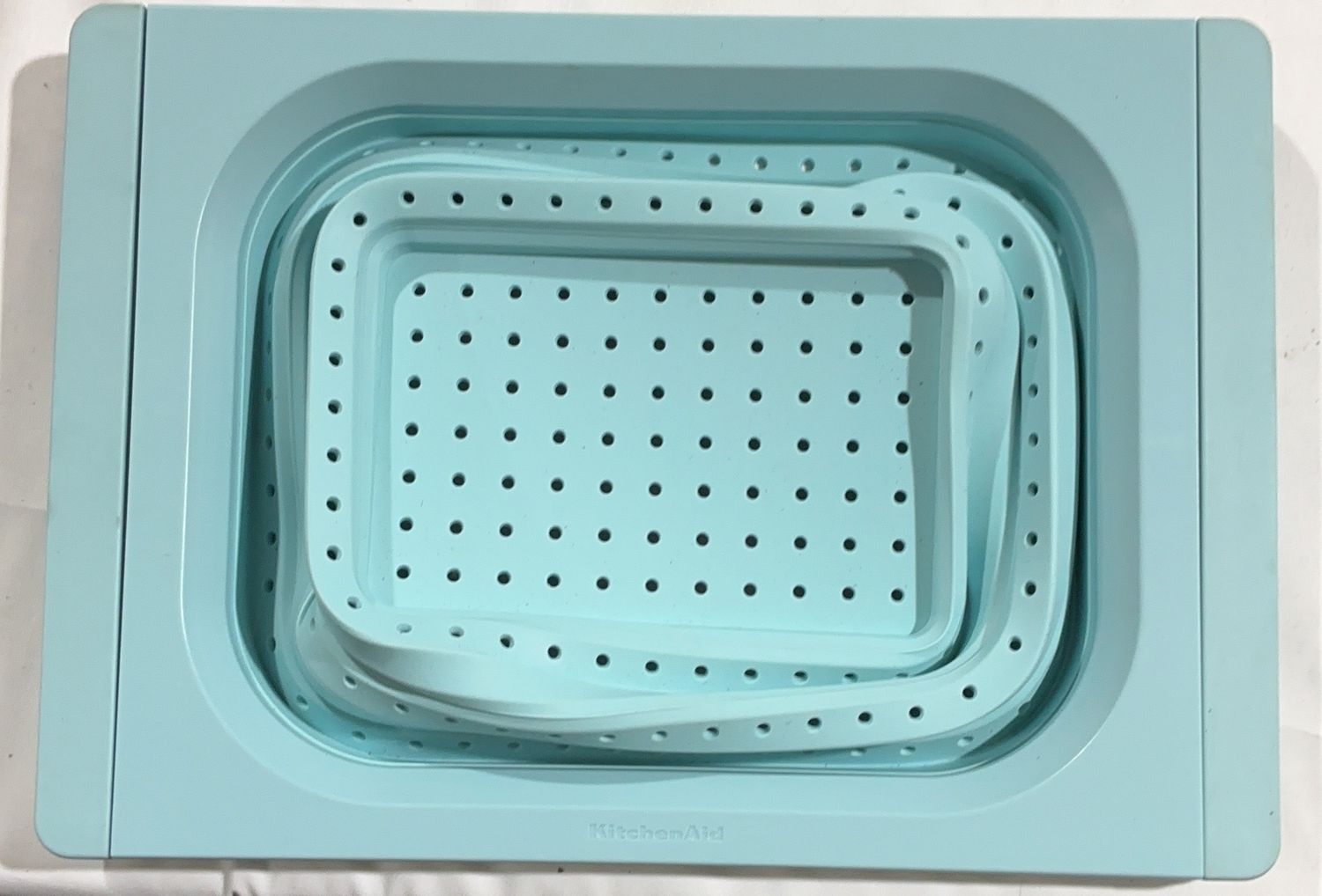 KitchenAid Expandable Over-the-Sink Colander &amp; Prep Station – Aqua-Open Box