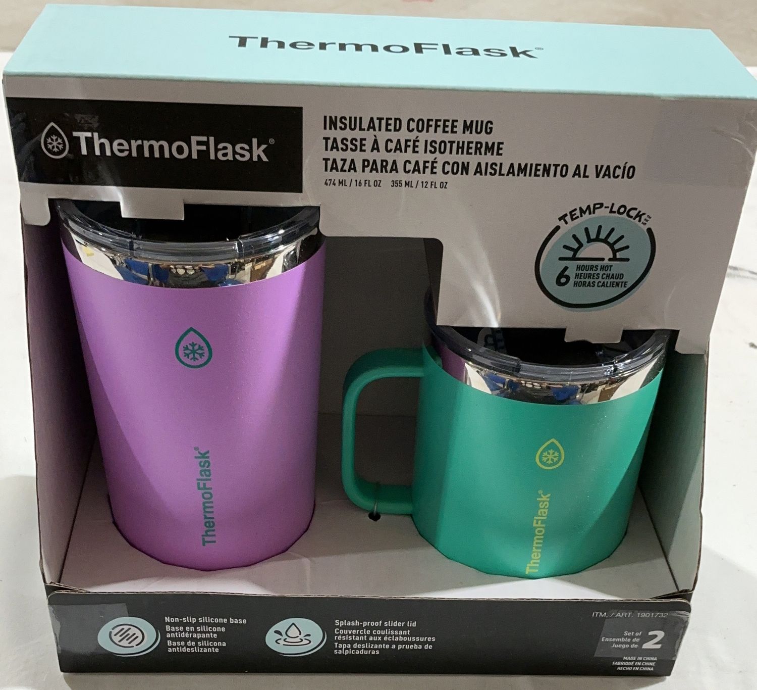 ThermoFlask Insulated Coffee Mug Set – 16 oz &amp; 12 oz – 2 Pack-Like New