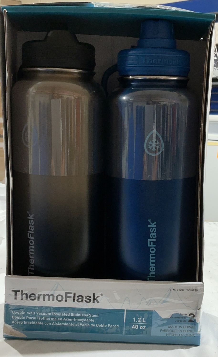ThermoFlask 40 oz Insulated Stainless Steel Water Bottle – 2 Pack-Like New