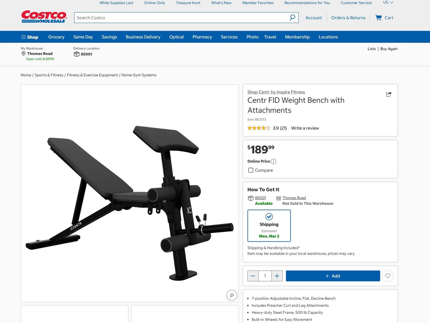 CENTR Adjustable Workout Bench – Heavy Duty | Flat, Incline &amp; Decline Positions