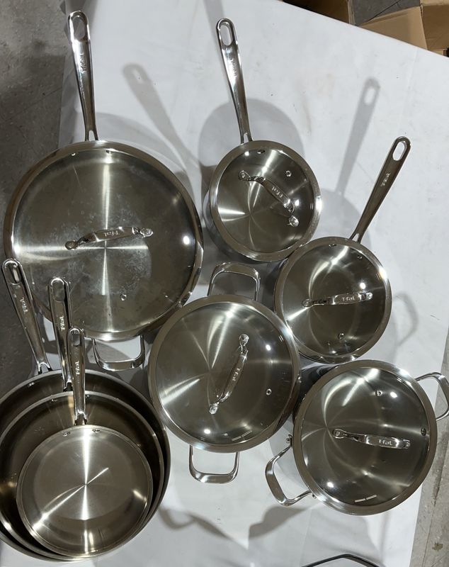 T-fal Stainless Steel Cookware Set – Multi-Piece Pots &amp; Pans with Lids used