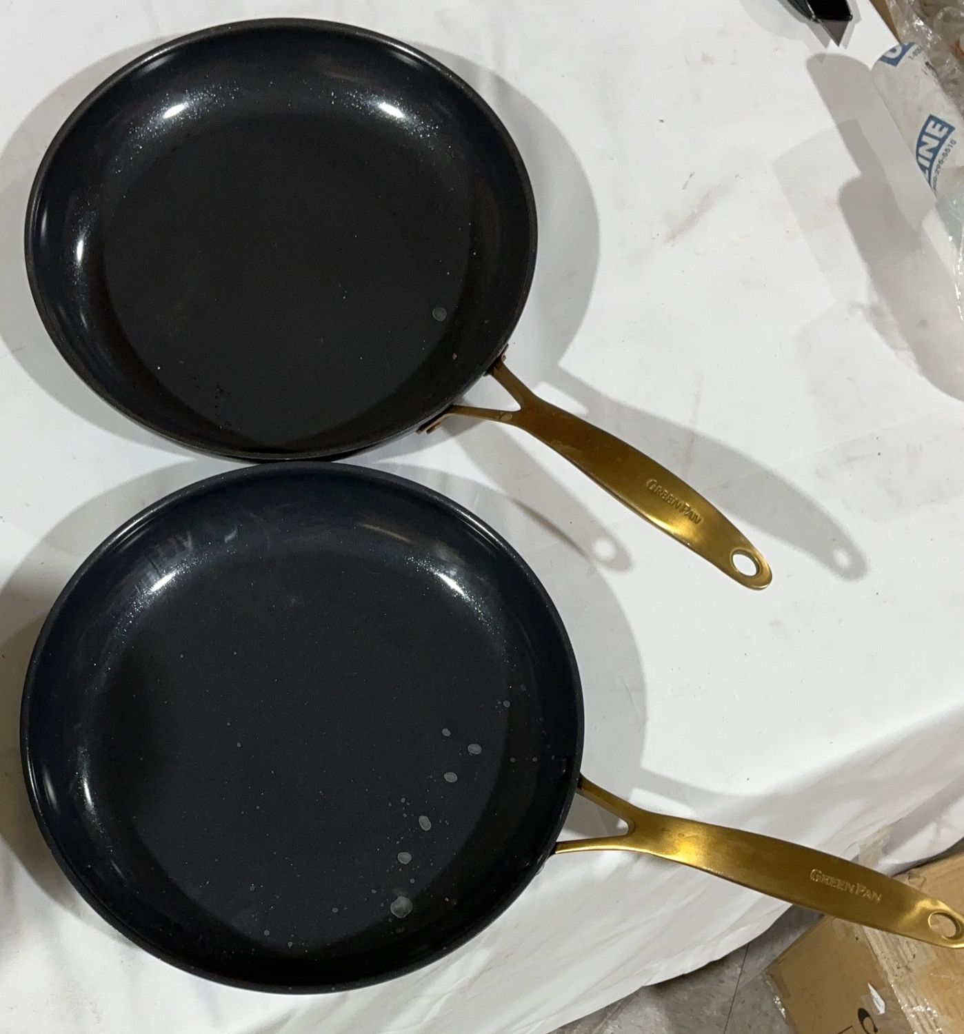 GreenPan Nonstick Fry Pan Set with Gold Handles – 2 Piece Skillet Set-open box