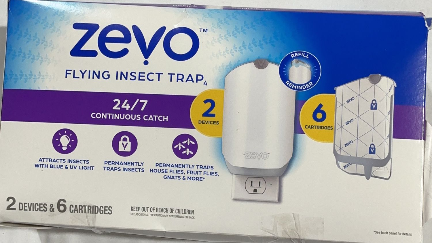 Zevo Flying Insect Trap – 2 Devices with 6 Refill Cartridges missing piece