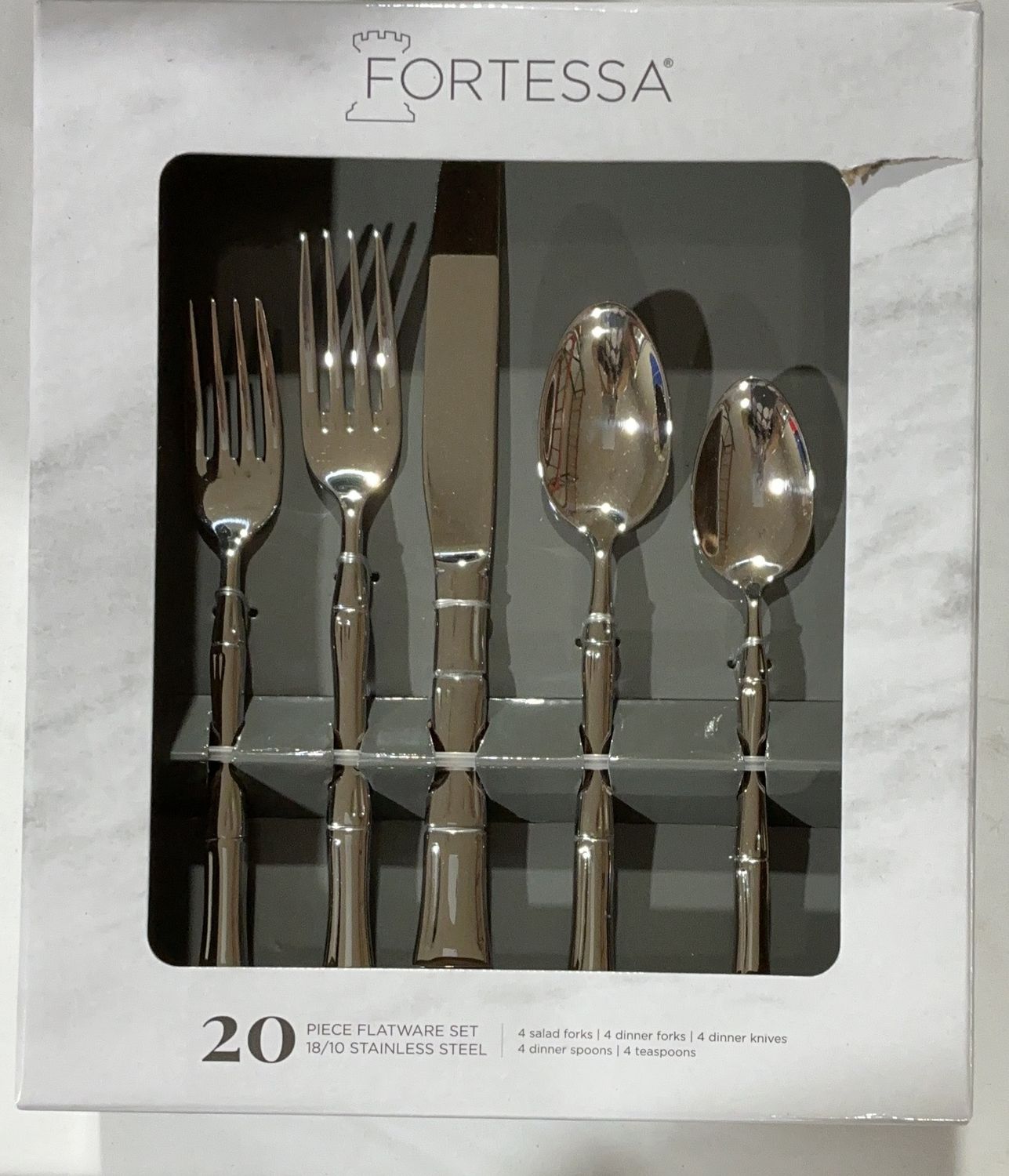 Fortessa 20-Piece Flatware Set – 18/10 Stainless Steel Service for 4-New