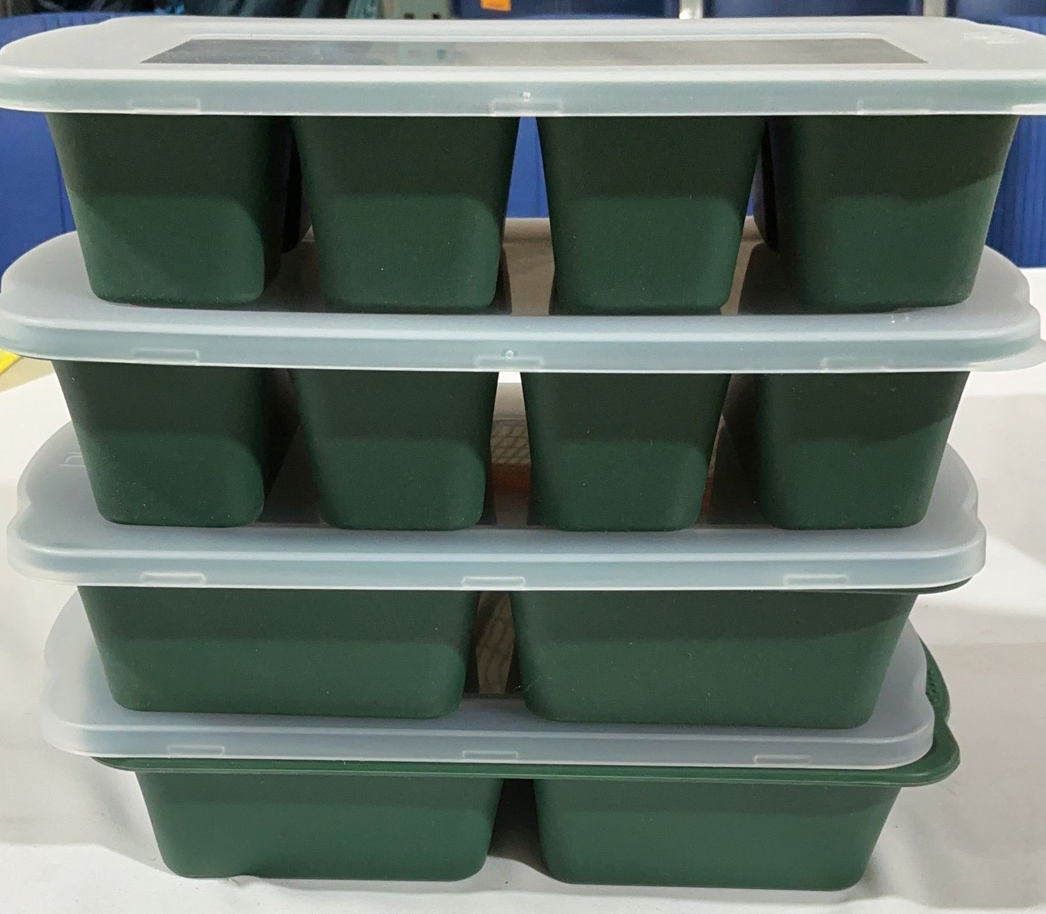 MIL Silicone Ice Cube Trays with Lids – 4 Pack Stackable Freezer Trays-Open Box