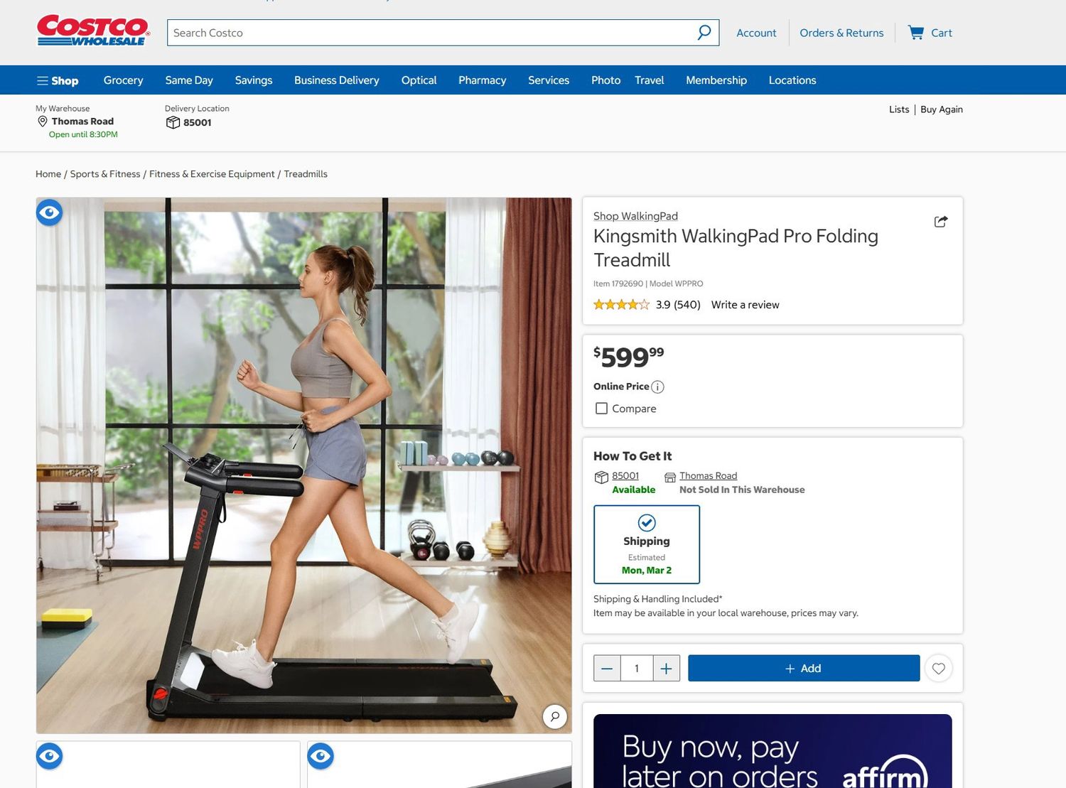 Kingsmith WalkingPad Pro Folding Treadmill – Compact Motorized Treadmill