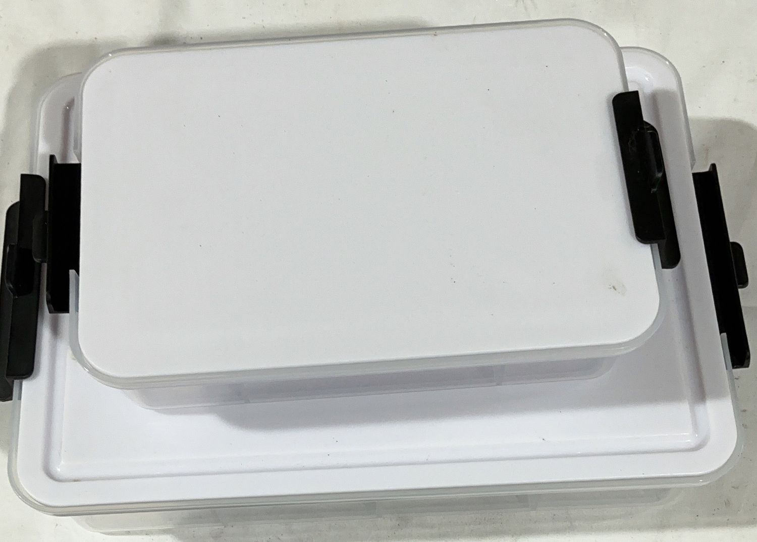 Stackable Clear Storage Organizer Bins with Latching Lids – 2-Piece Set-Open Box