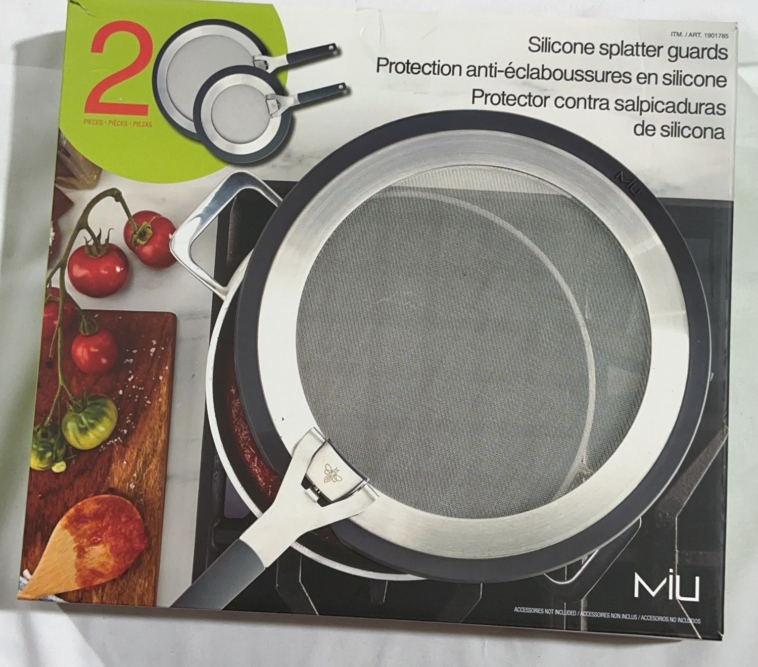 MIU Silicone Splatter Guard Set – 2-Piece Stainless Steel Mesh - New