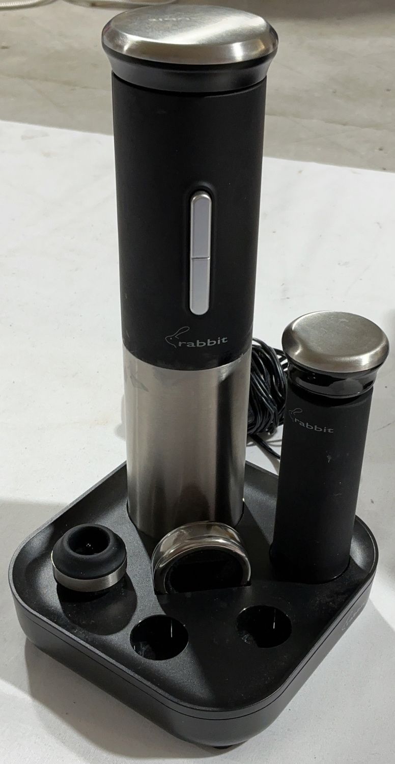 Rabbit Electric Wine Opener Set with Foil Cutter &amp; Charging Base - Used