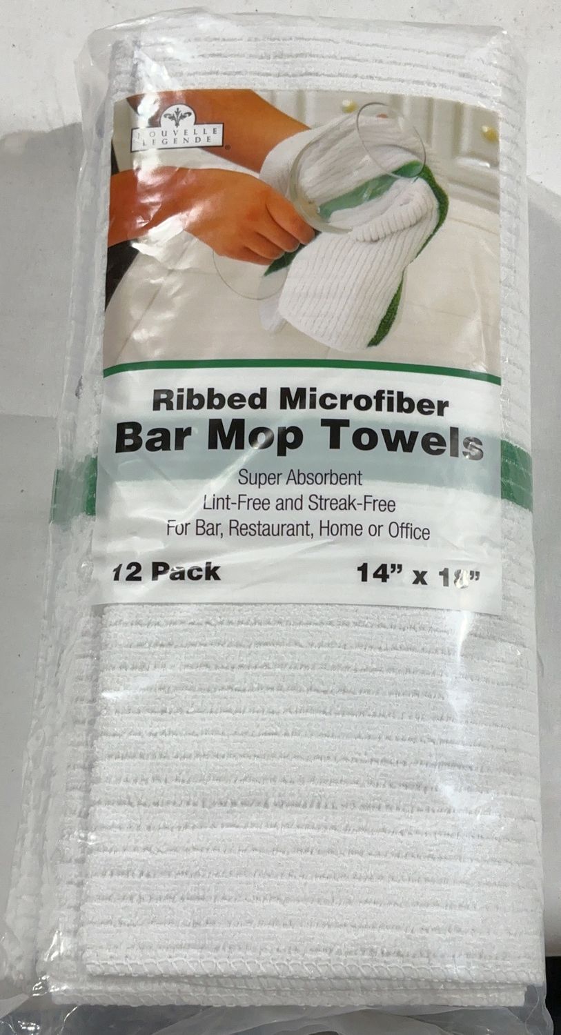 Ribbed Microfiber Bar Mop Towels – 12 Pack, 14” x 18” Super Absorbent -Like New