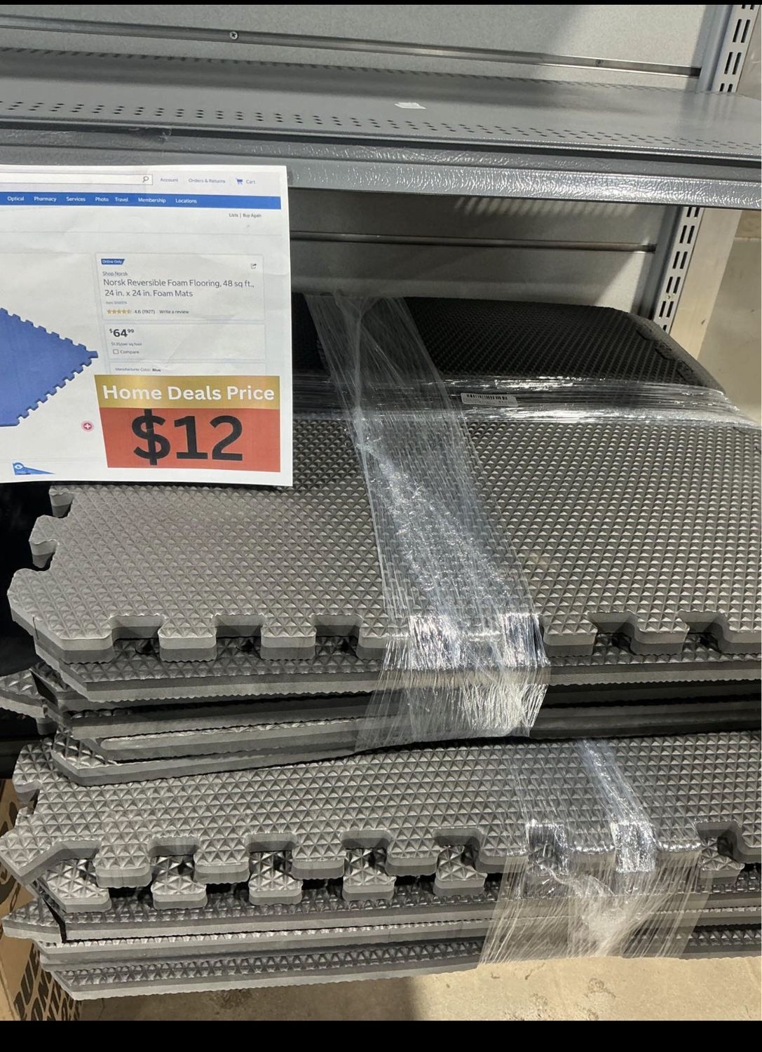 Reversible Interlocking Foam Flooring Tiles (Black / Gray)