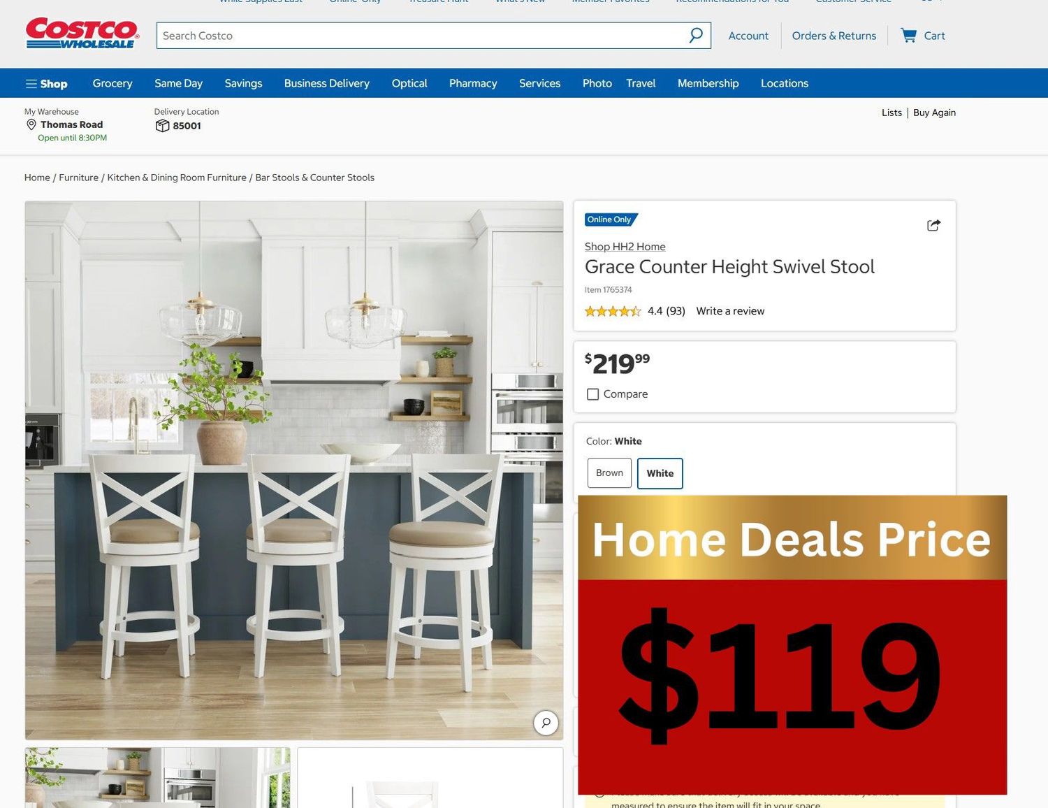 GRACE Counter-Height Stool – White Finish with Modern Design