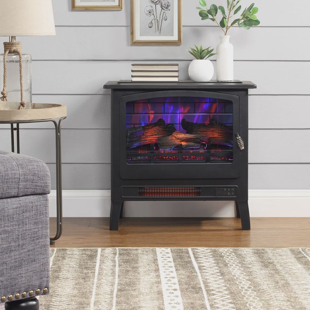 Freestanding Fireplace Stove – Classic Electric Heater with Realistic Flame Effect