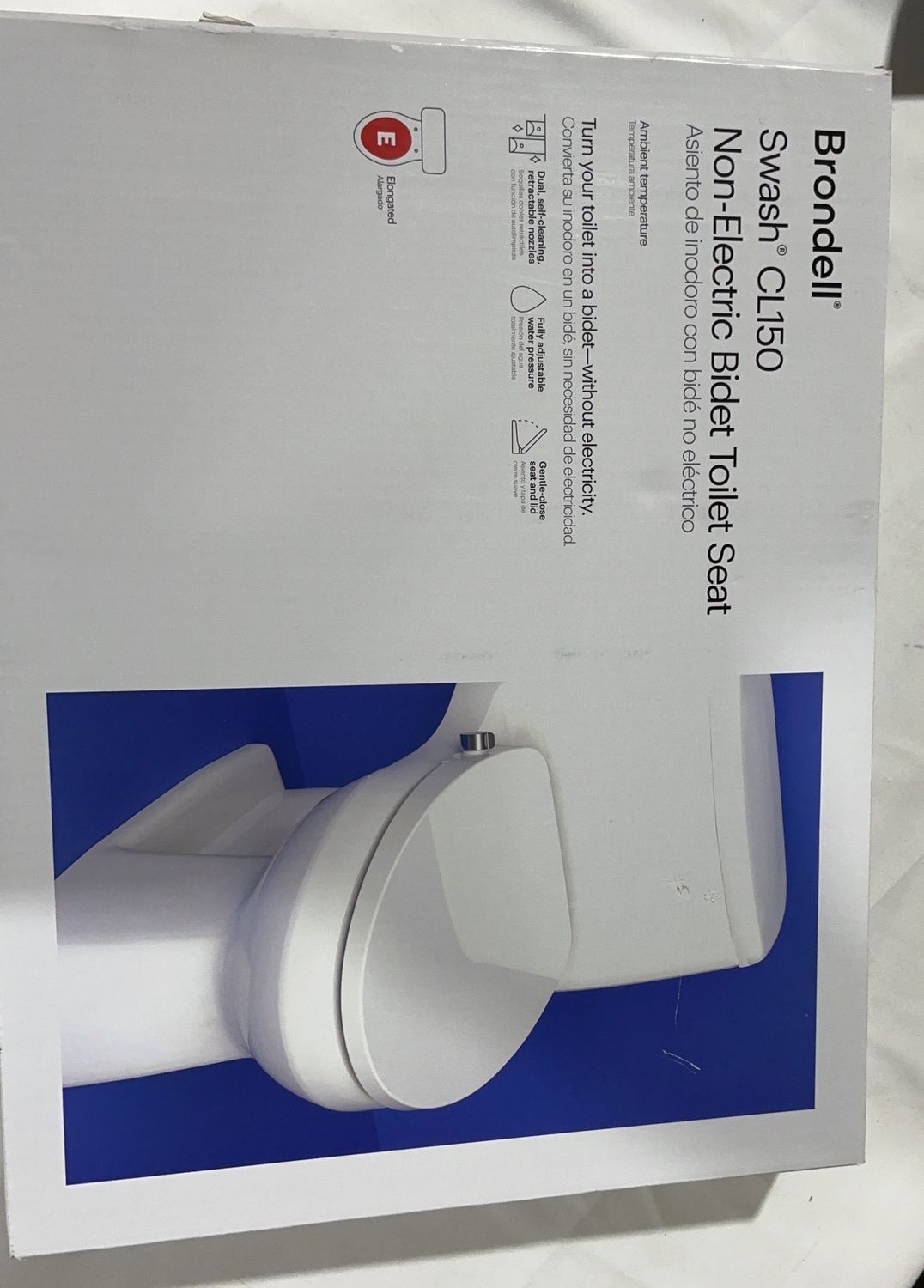 Brondell Swash CL150 Non-Electric Bidet Toilet Seat – Dual Nozzle, Ambient Temperature - Open Box