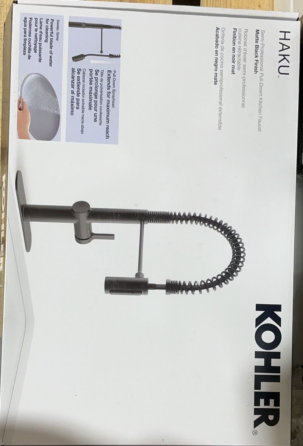Kohler Haku Semi-Professional Pull-Down Kitchen Faucet – Matte Black - Open Box