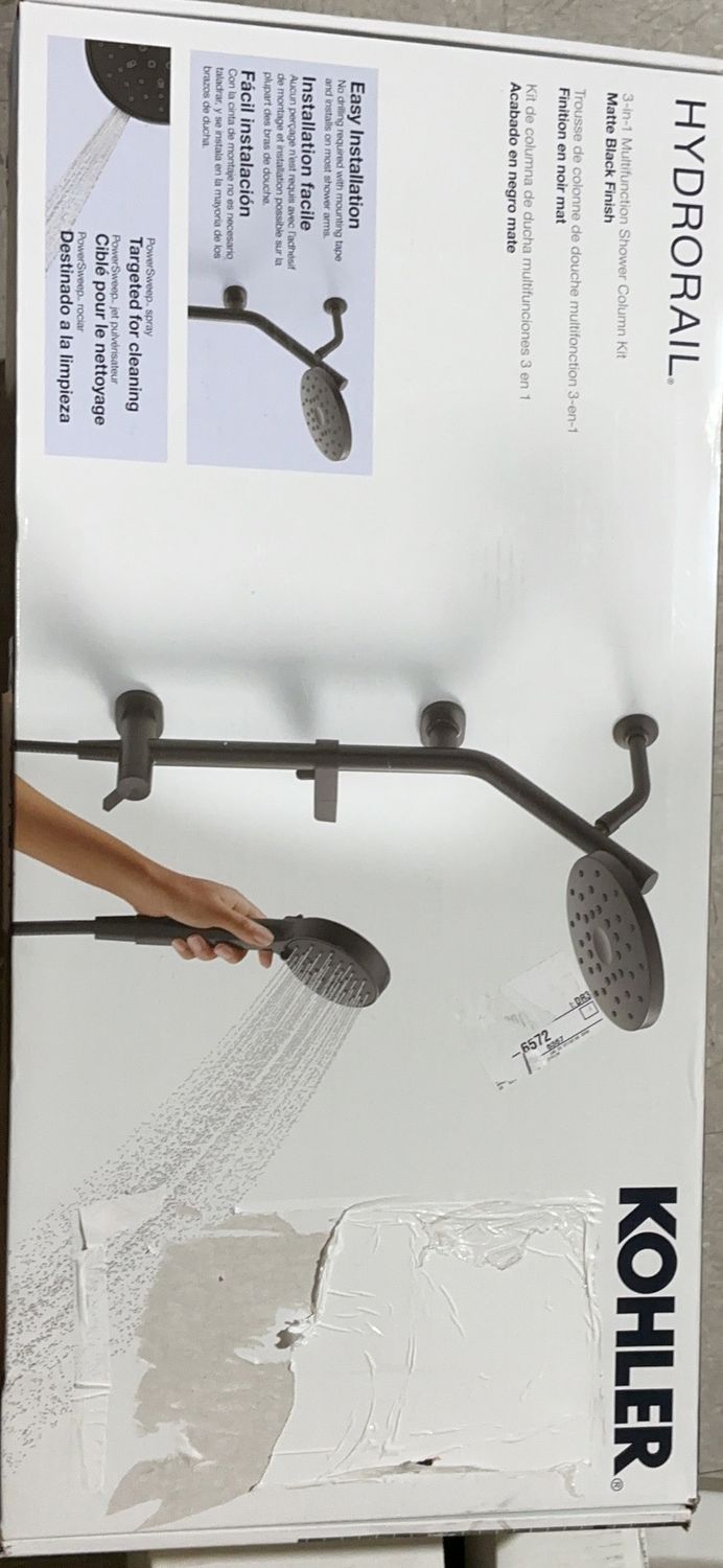 Kohler Hydrorail 3-in-1 Multifunction Shower Column Kit – Matte Black - Open Box