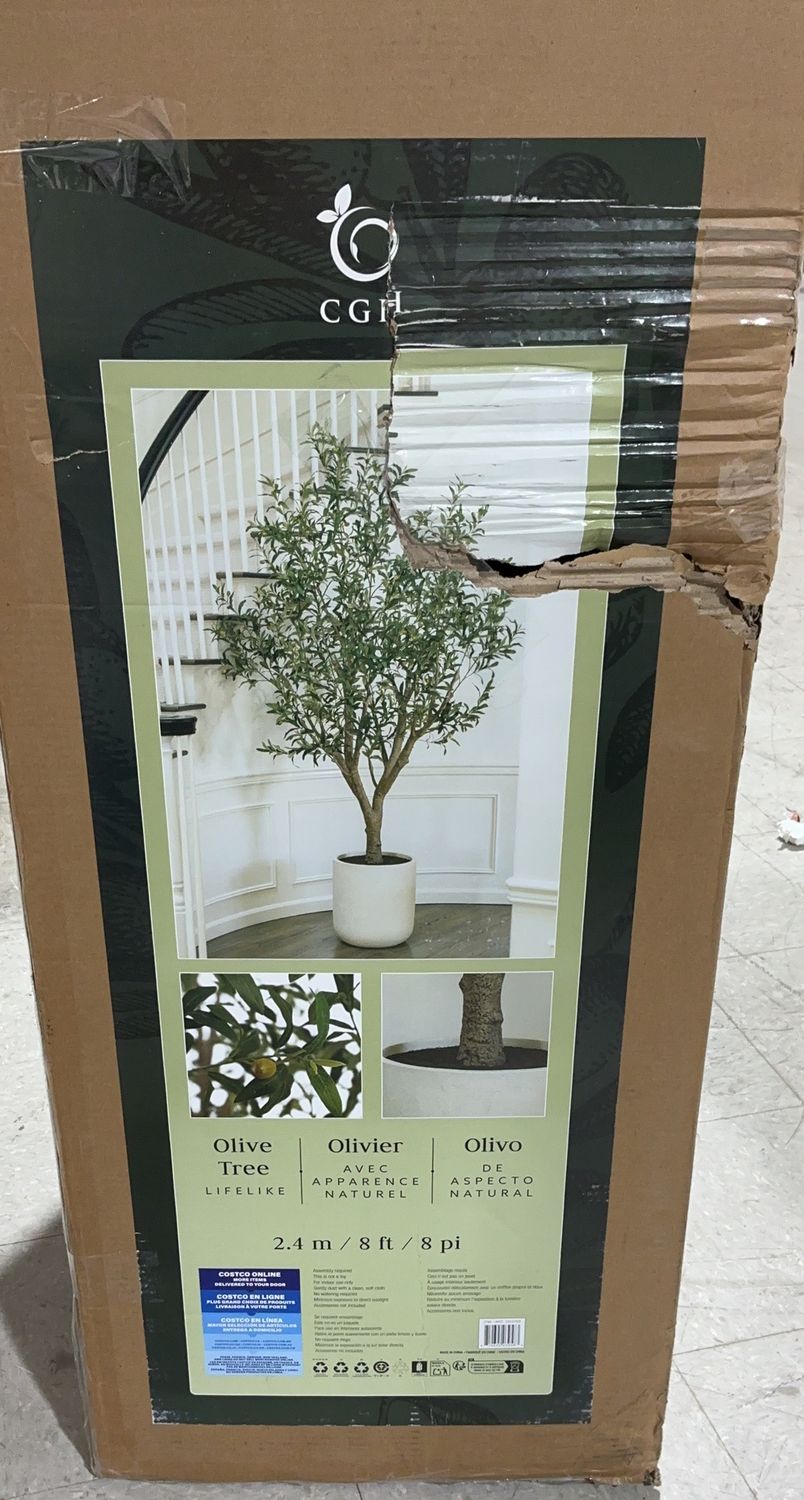 CGH 8 ft. Artificial Olive Tree – Lifelike Indoor Decorative Plant - New